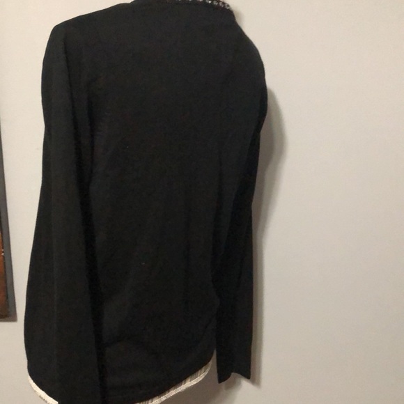 August Silk 100% Silk Black Open Cardigan with embellished trim Small - Picture 5 of 9